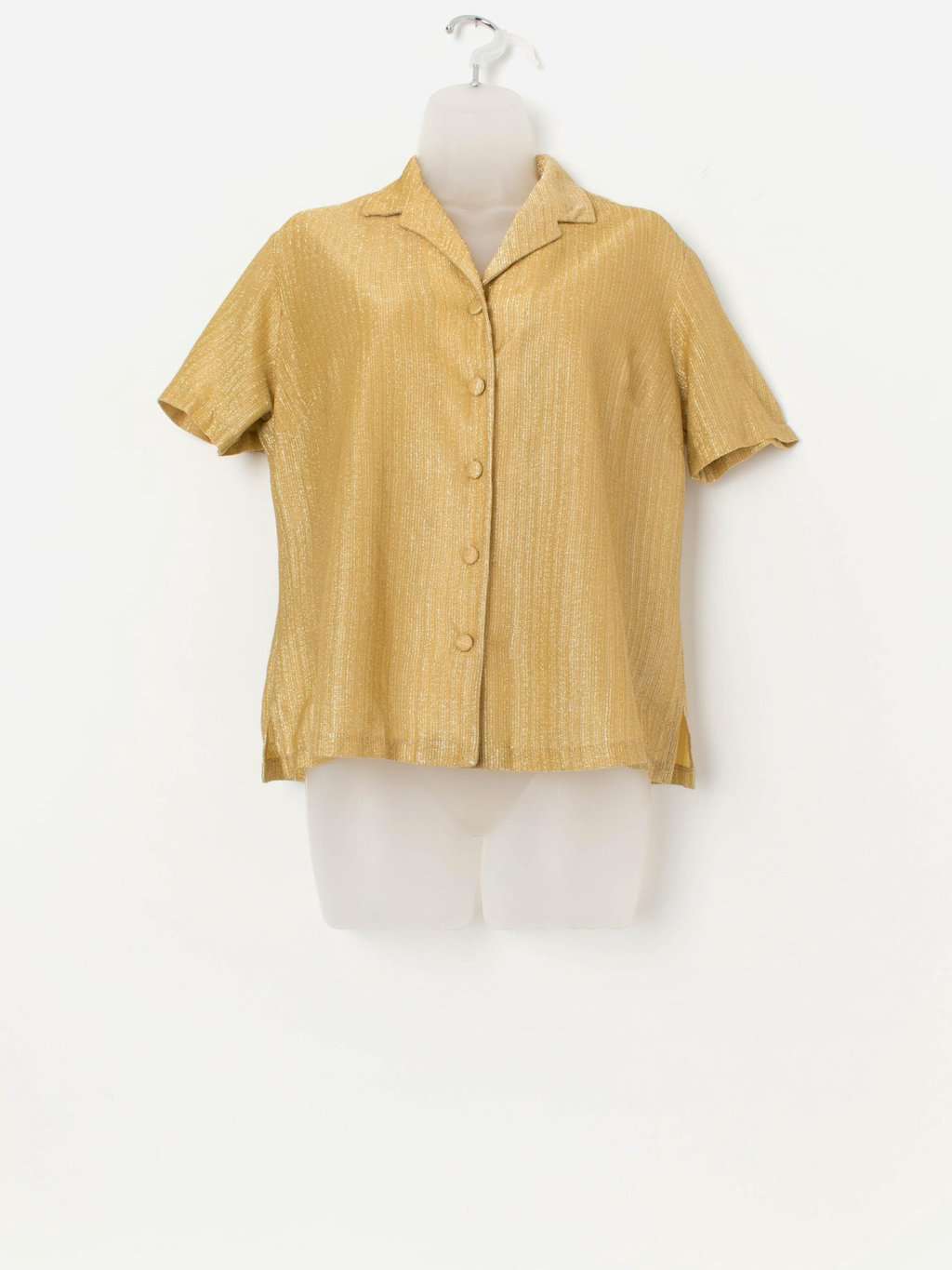 Vintage Hardy Amies gold blouse, sparkly blouse - Medium
