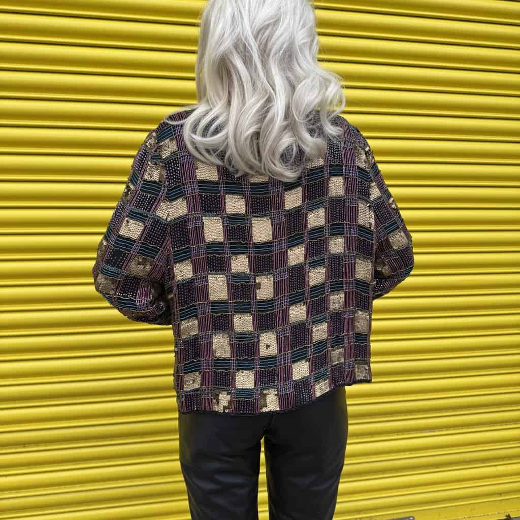 Vintage sequin party jacket, beaded top - M - Image 2