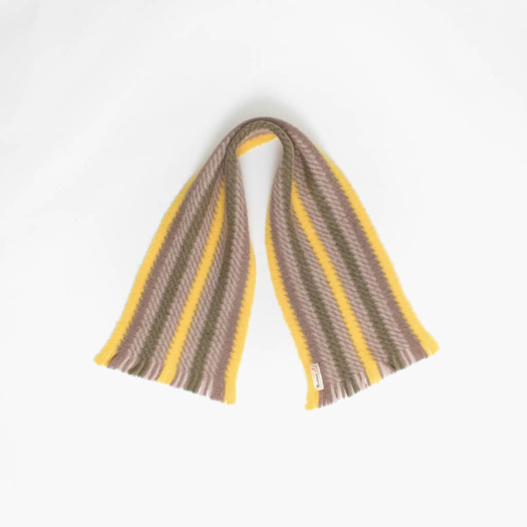 Vintage 1950s wool scarf in yellow and brown - One size
