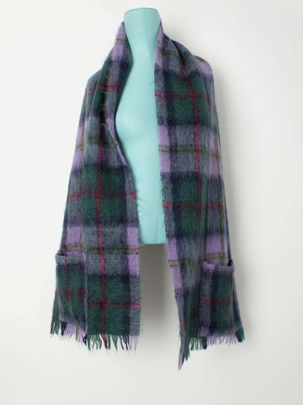 Vintage James Pringle Weavers purple plaid scarf with pockets - One size - Image 5