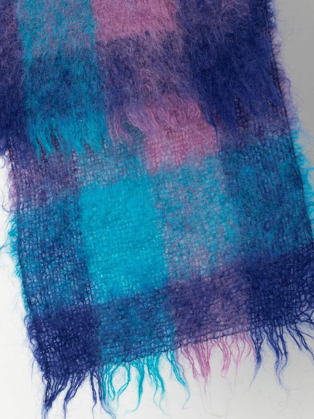Vintage mohair blue and purple plaid scarf - One size - Image 2