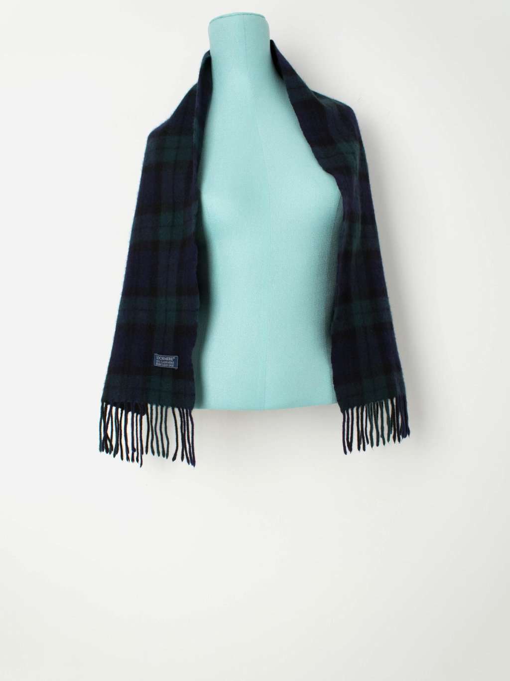 Vintage Lochmere cashmere in blue and green plaid - One size - Image 2