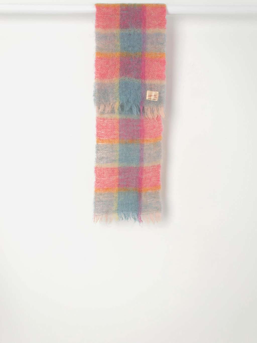 1950s vintage wool scarf, pastel mohair check scarf - One size - Image 3