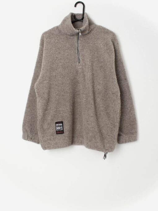 Vintage teddy fleece pullover jacket - M