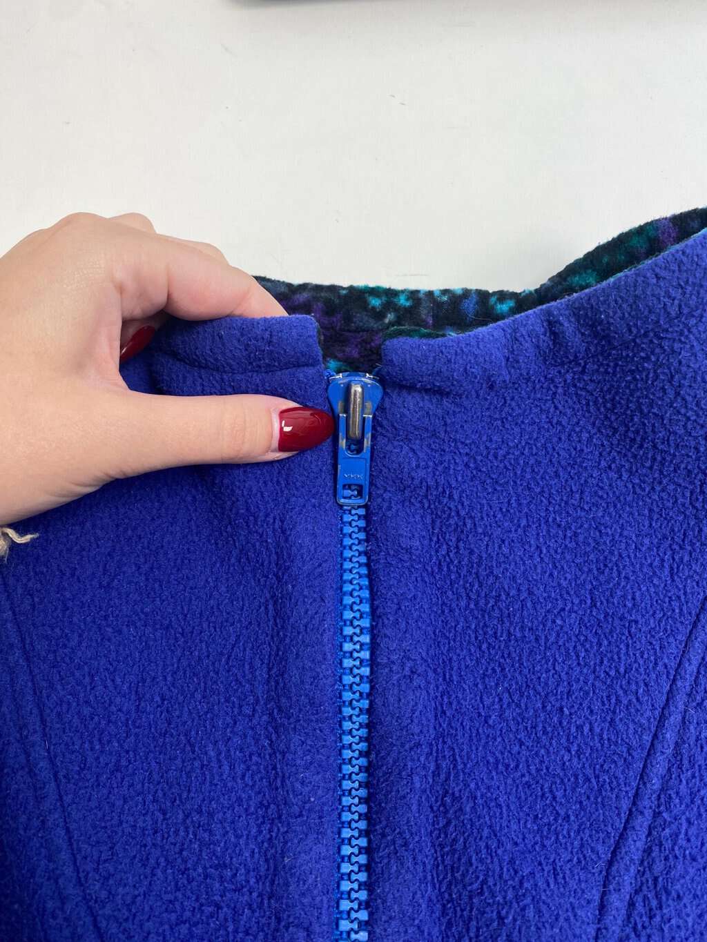 Vintage fleece pullover jacket quarter zip ski mountain jumper blue - Large / XL - Image 5