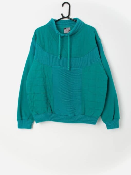 90s vintage pullover sweater sweatshirt turquoise teal - Large