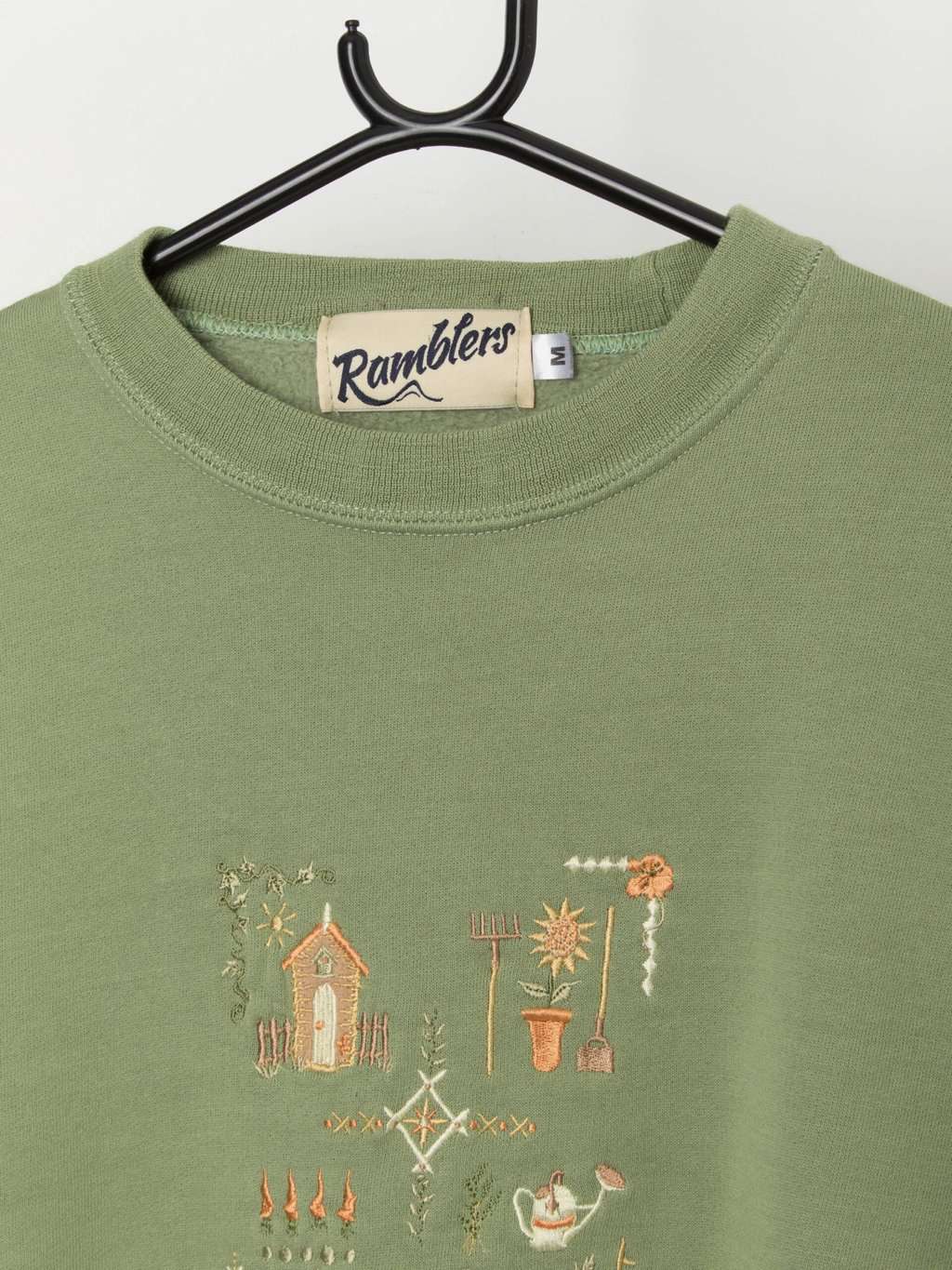 90s embroidered sweater pullover sweatshirt gardener plant floral - Medium - Image 2