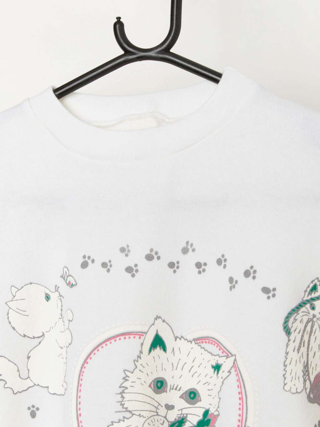 80s Kitsch cat sweatshirt with large love heart graphic - Small / Medium - Image 2