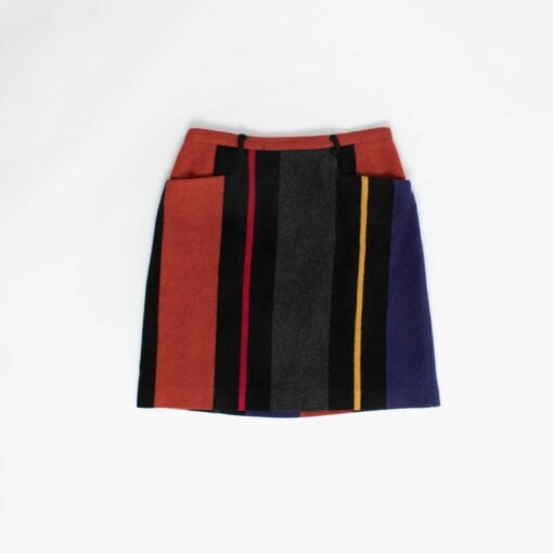 Colourful wool skirt colour block stripe, 30 waist - M