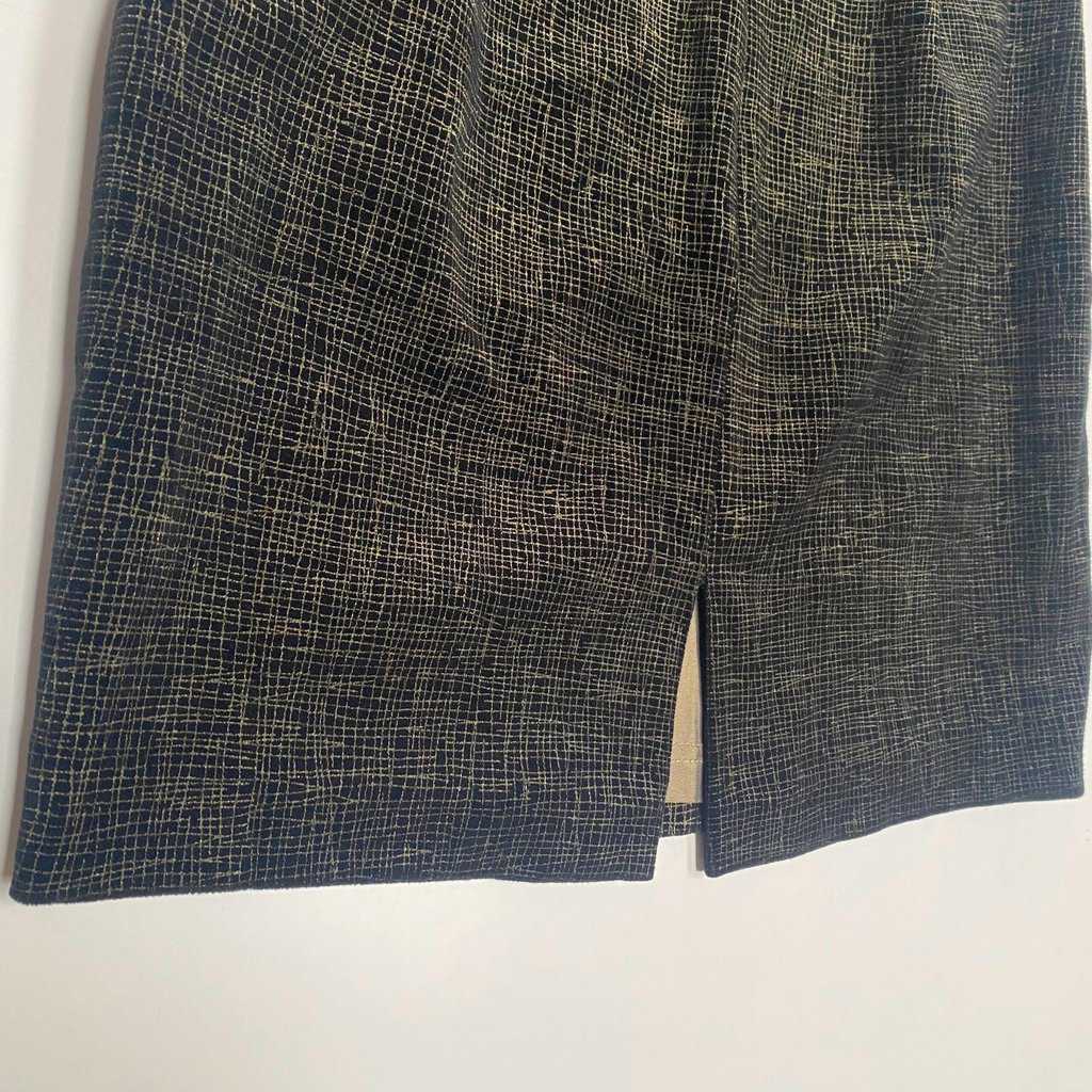 Black and gold pencil skirt lined cotton golden khaki retro 25 waist - XS / Small - Image 8
