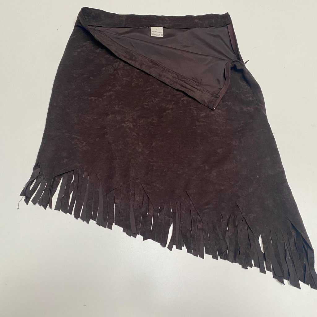 Fringed chocolate brown skirt, western cowgirl, 30 waist - Medium - Image 9