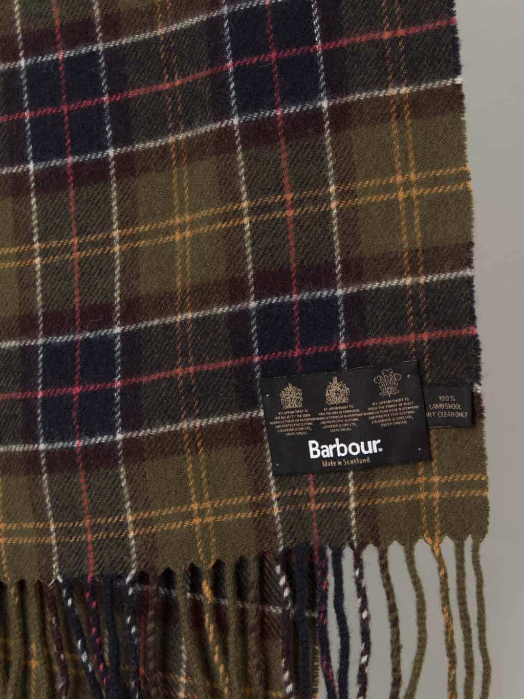 REPAIR Vintage Barbour tartan lambswool scarf, classic plaid green - One size - Image 2