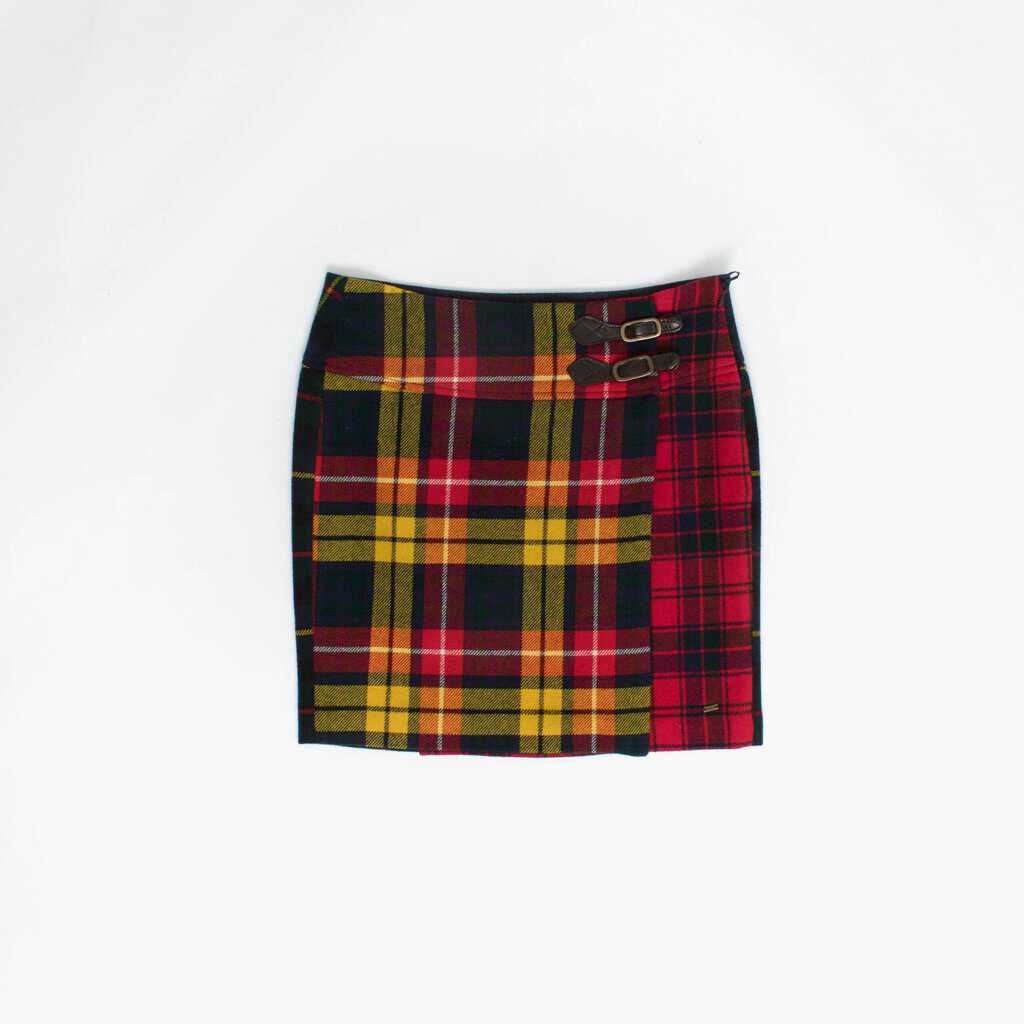 Tartan wrap wool skirt with belt detail by Tommy Hilfiger - Small / Medium