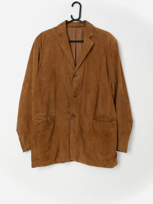 Vintage men's tan leather jacket blazer, fully lined - M