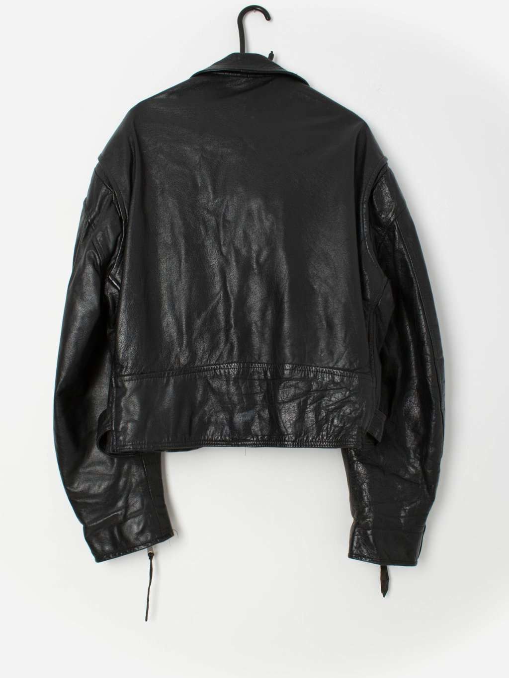 Vintage 80s black leather biker jacket by Boy London belted motorbike - XL - Image 4