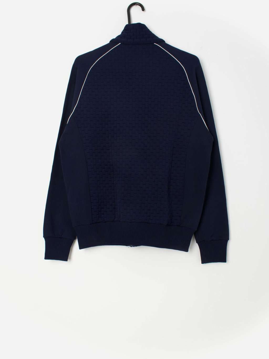 Vintage 80s navy blue sports jacket zip pockets men's track jacket - Medium / Large - Image 3