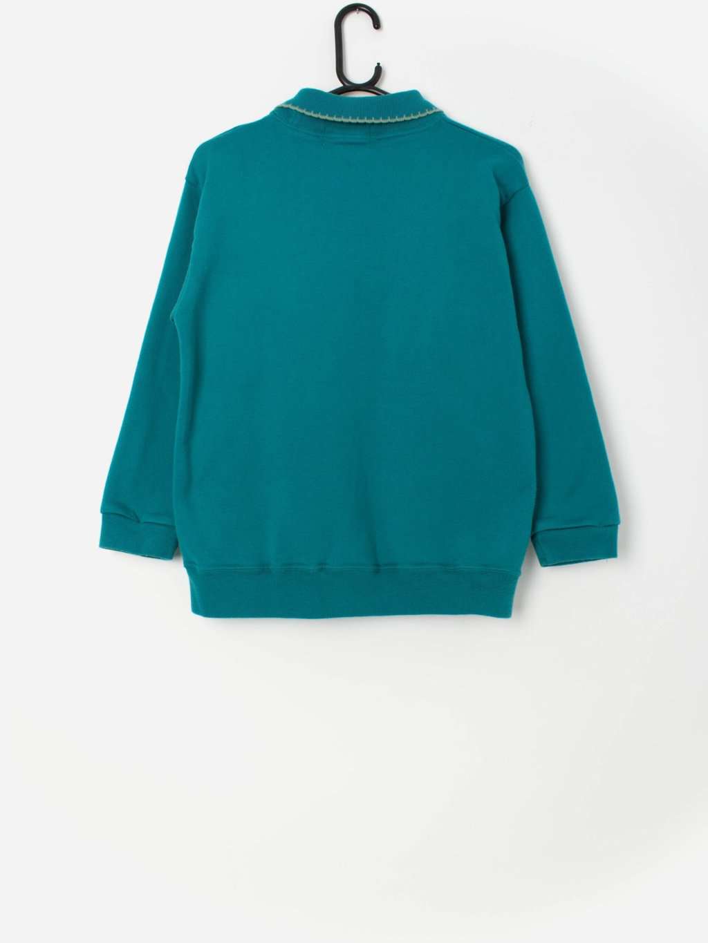 90s collared teal bird embroidered sweatshirt retro sweater - Small / Medium - Image 3