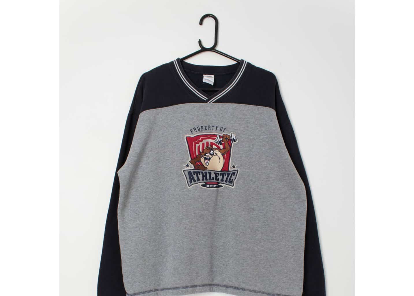 Warner Bros Studio cartoon sweater Taz devil sweatshirt embroidered grey - XL - Image 4