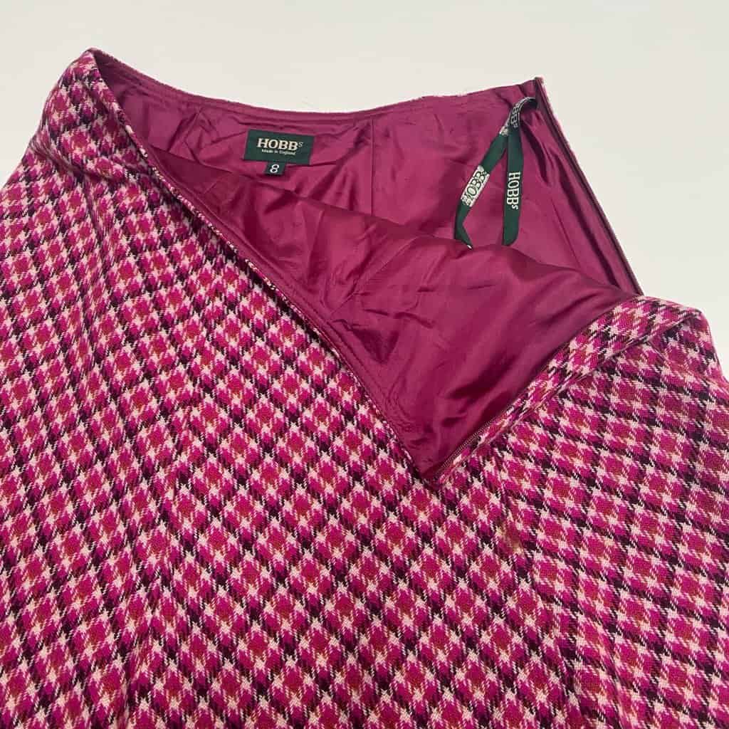 Pink plaid wool skirt by Hobbs London lined fuchsia Y2K preppy 27 waist - Small / Medium - Image 5