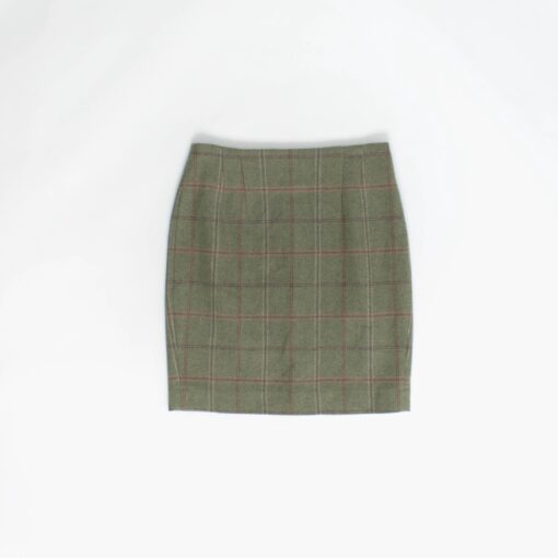Green plaid skirt floral lined Alan Paine England Country Collection 28 waist - Small / Medium