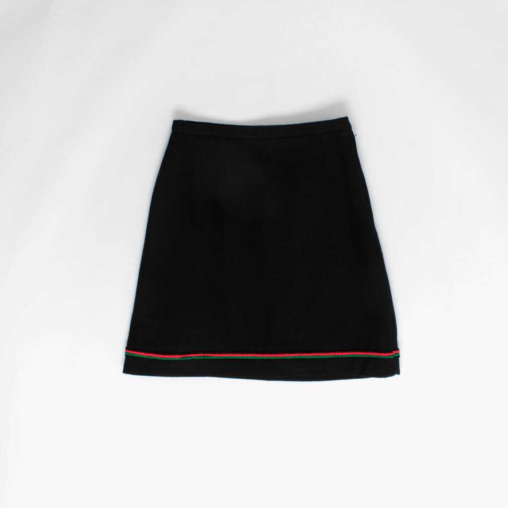 Black A-line skirt colourful bright trim autumn winter 28 waist - Small / Medium - Image 5