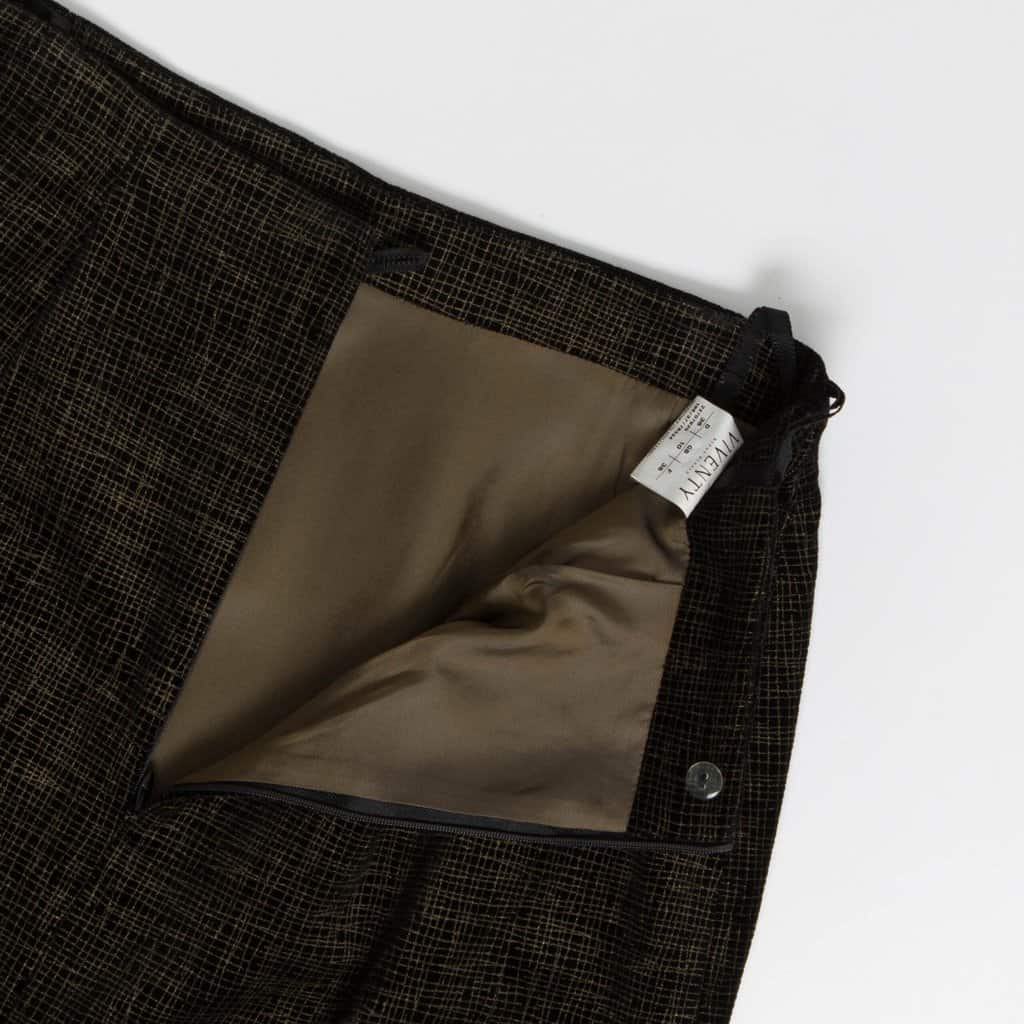 Black and gold pencil skirt lined cotton golden khaki retro 25 waist - XS / Small - Image 3