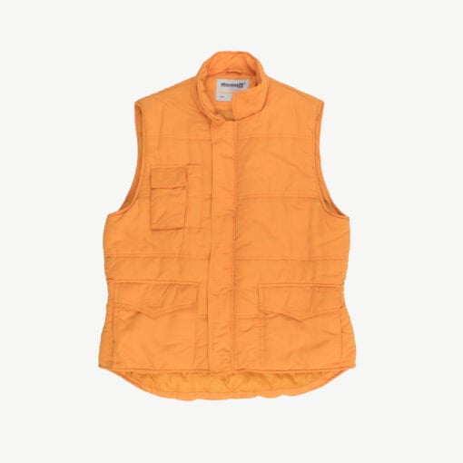 Unisex padded bodywarmer in mustard yellow