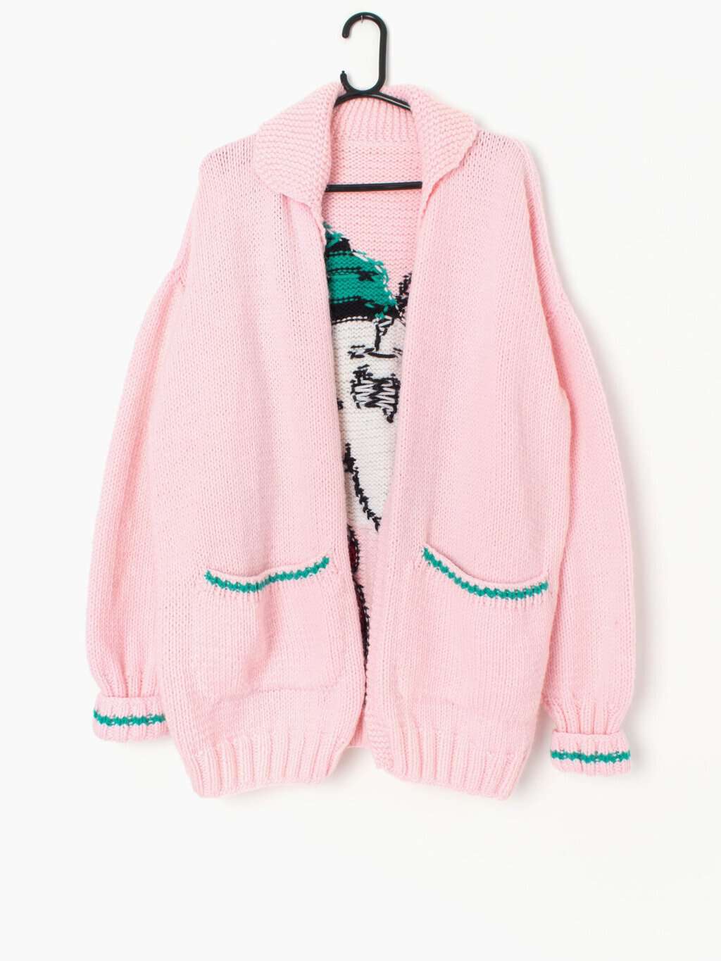 Vintage handknitted cardigan coat with Goofy design - Large / XL - Image 2