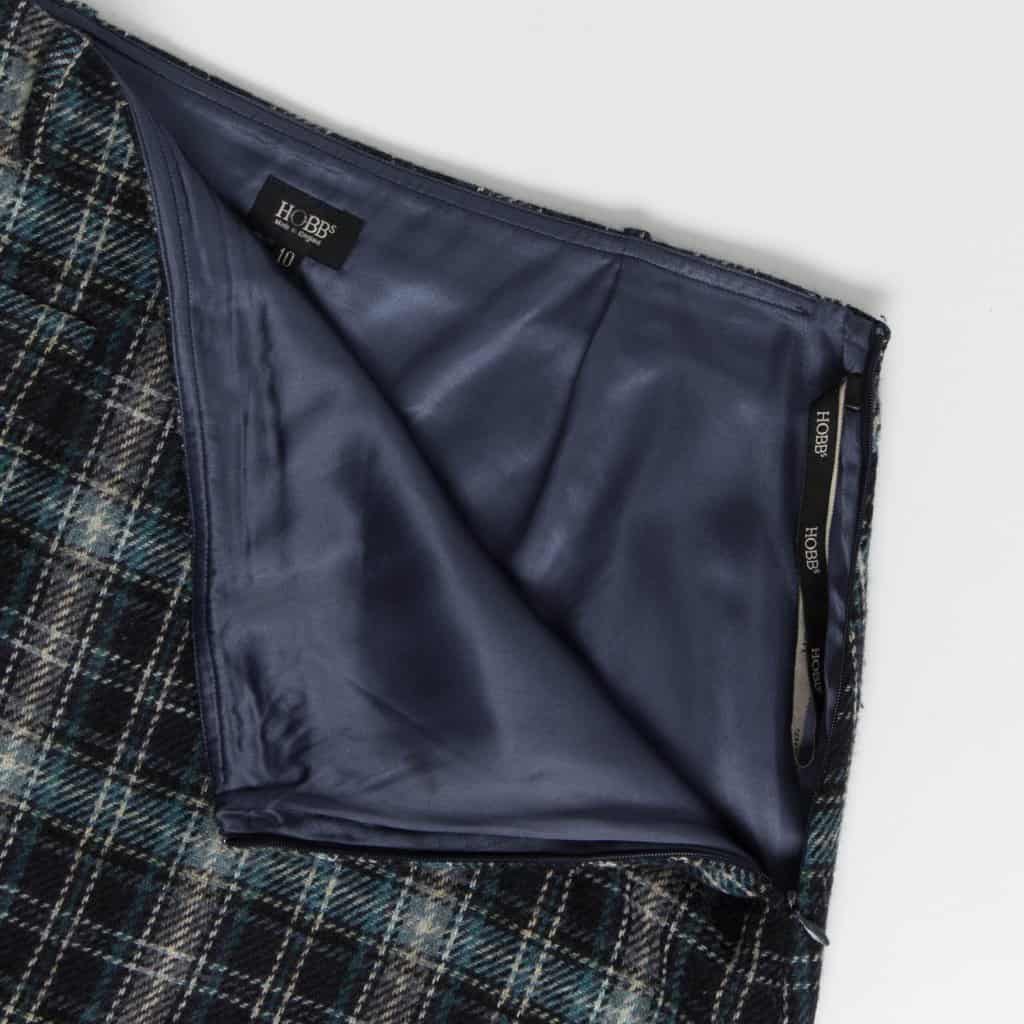 Blue plaid skirt by Hobbs, A-line short winter skirt, fully lined, 30 waist - Medium - Image 4