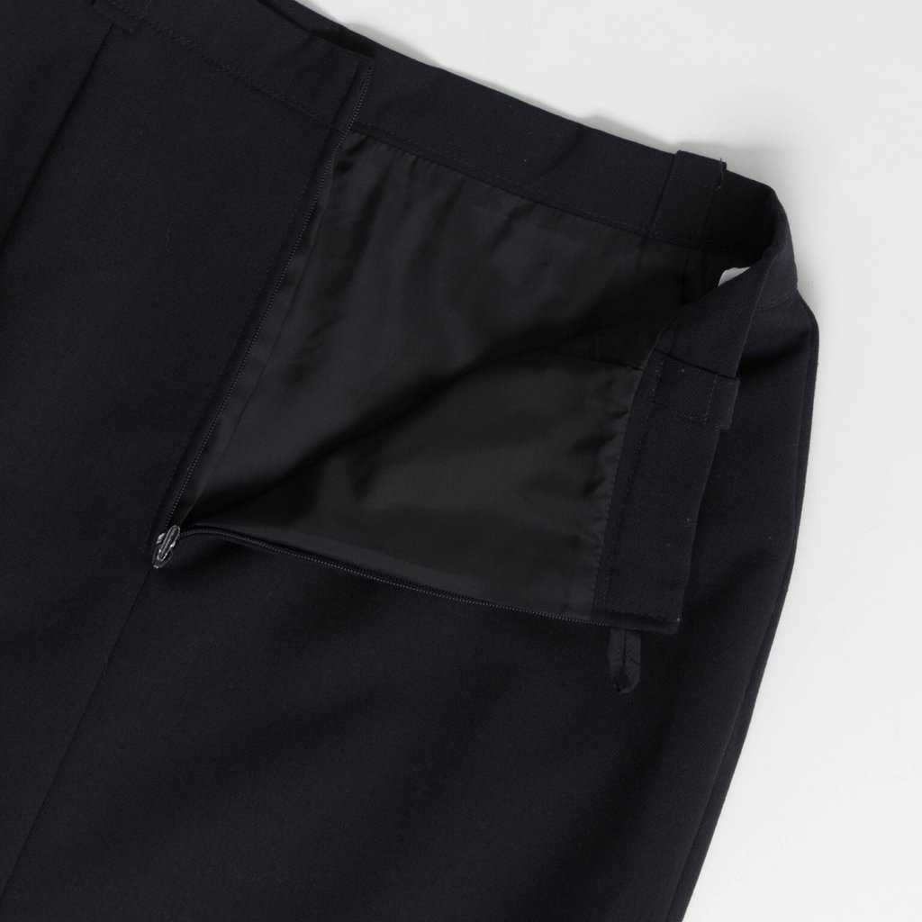 Navy wool short skirt with buttoned pockets, fully lined, minimalist style, 26 waist - Small - Image 3