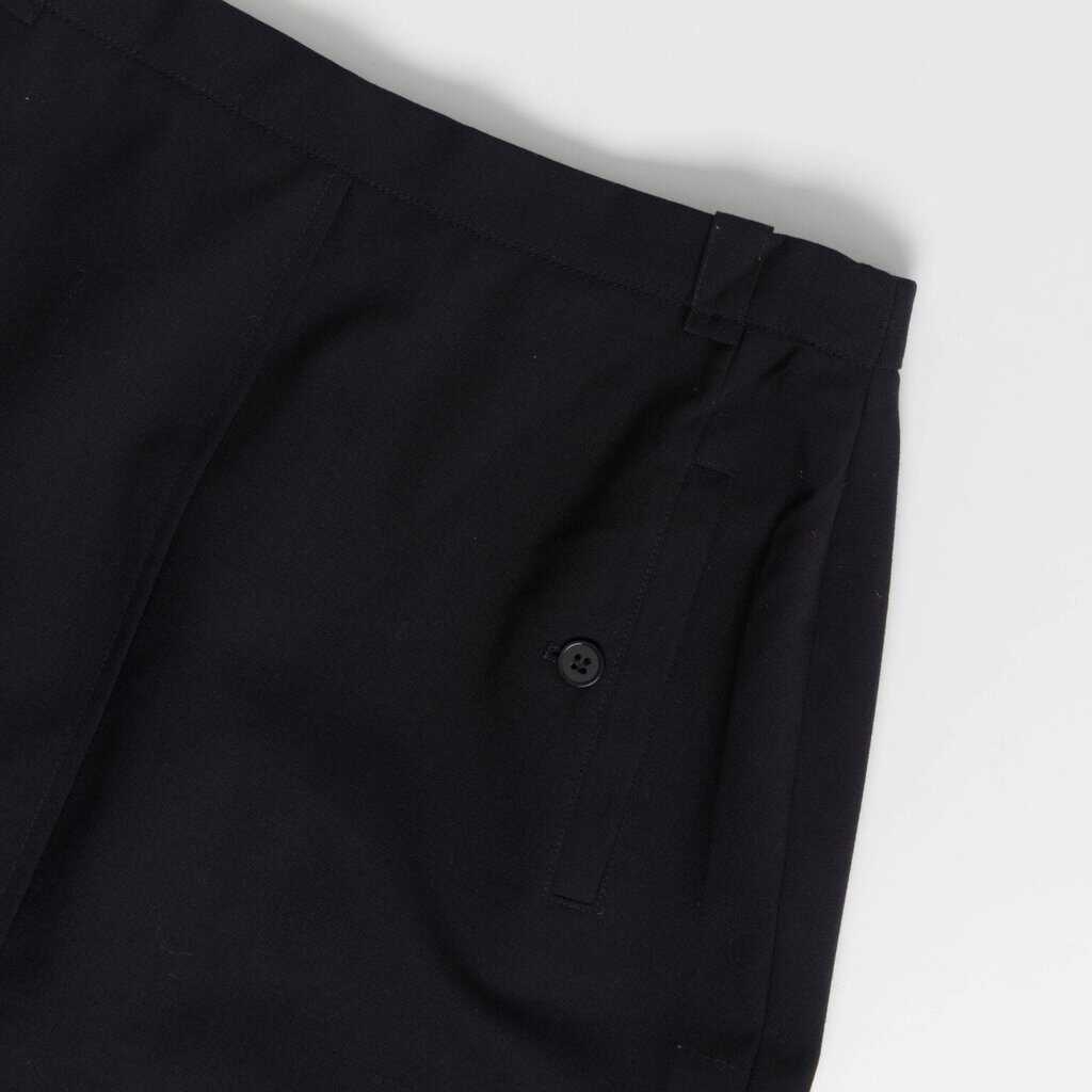 Navy wool short skirt with buttoned pockets, fully lined, minimalist style, 26 waist - Small - Image 2