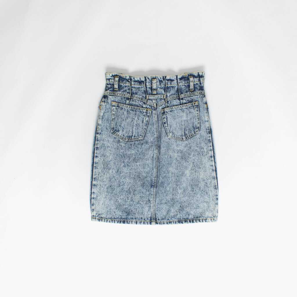 Bleached denim skirt by Brawlers, 80s vintage Fade Out, 27 waist - Small / Medium - Image 5
