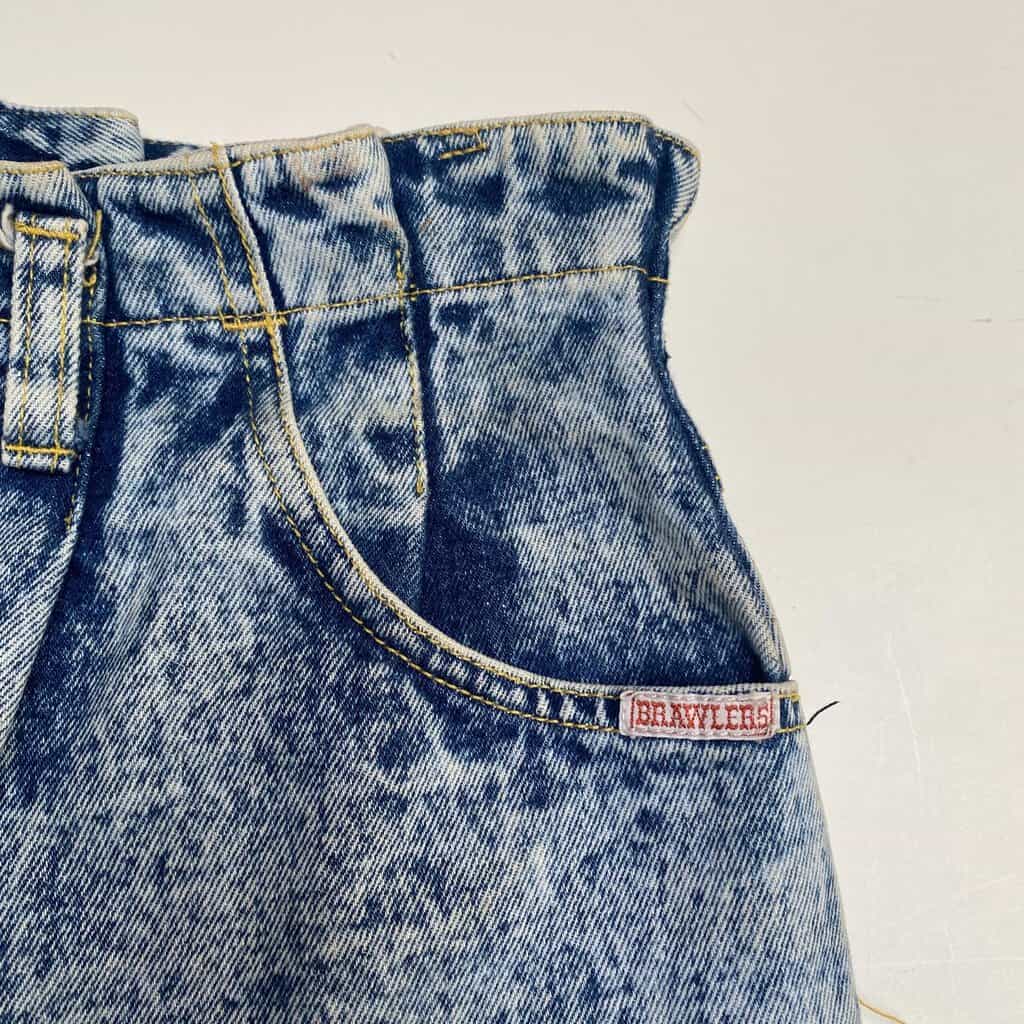 Bleached denim skirt by Brawlers, 80s vintage Fade Out, 27 waist - Small / Medium - Image 7