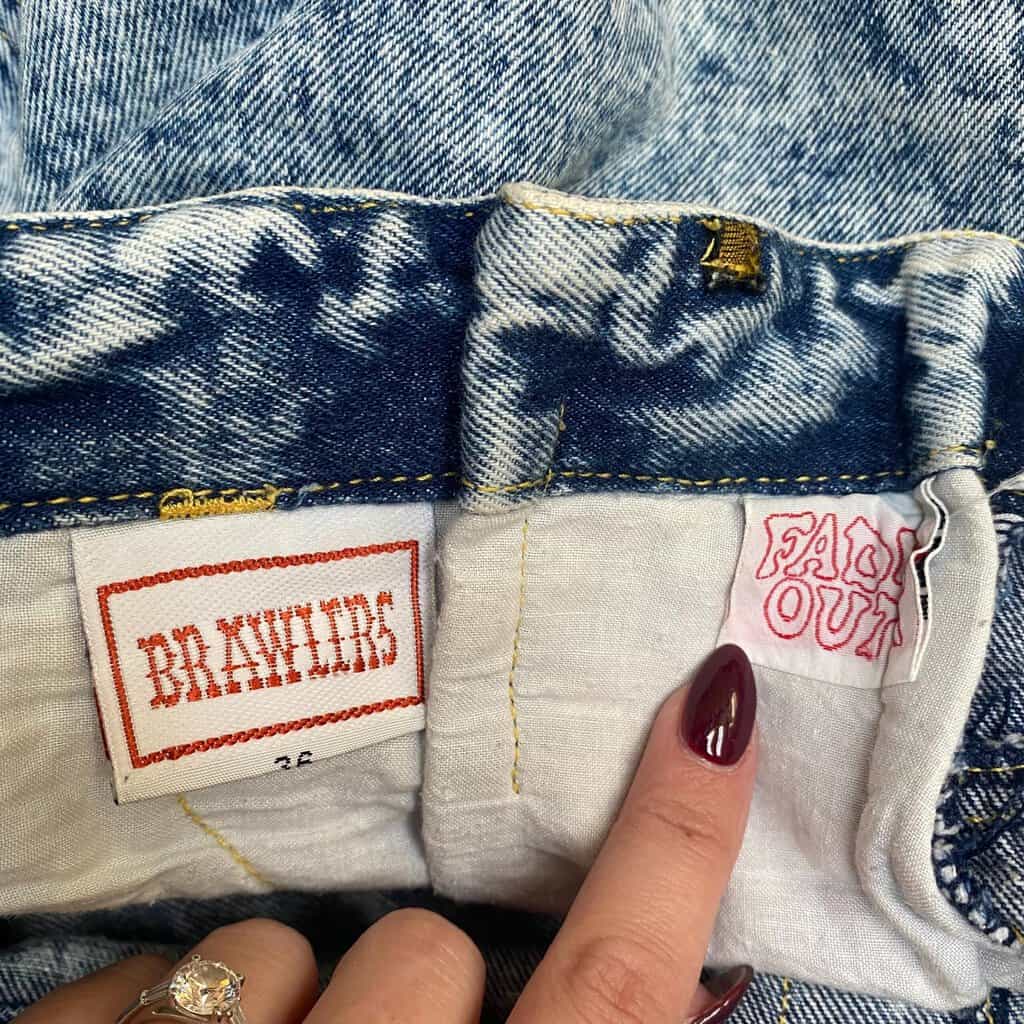 Bleached denim skirt by Brawlers, 80s vintage Fade Out, 27 waist - Small / Medium - Image 8