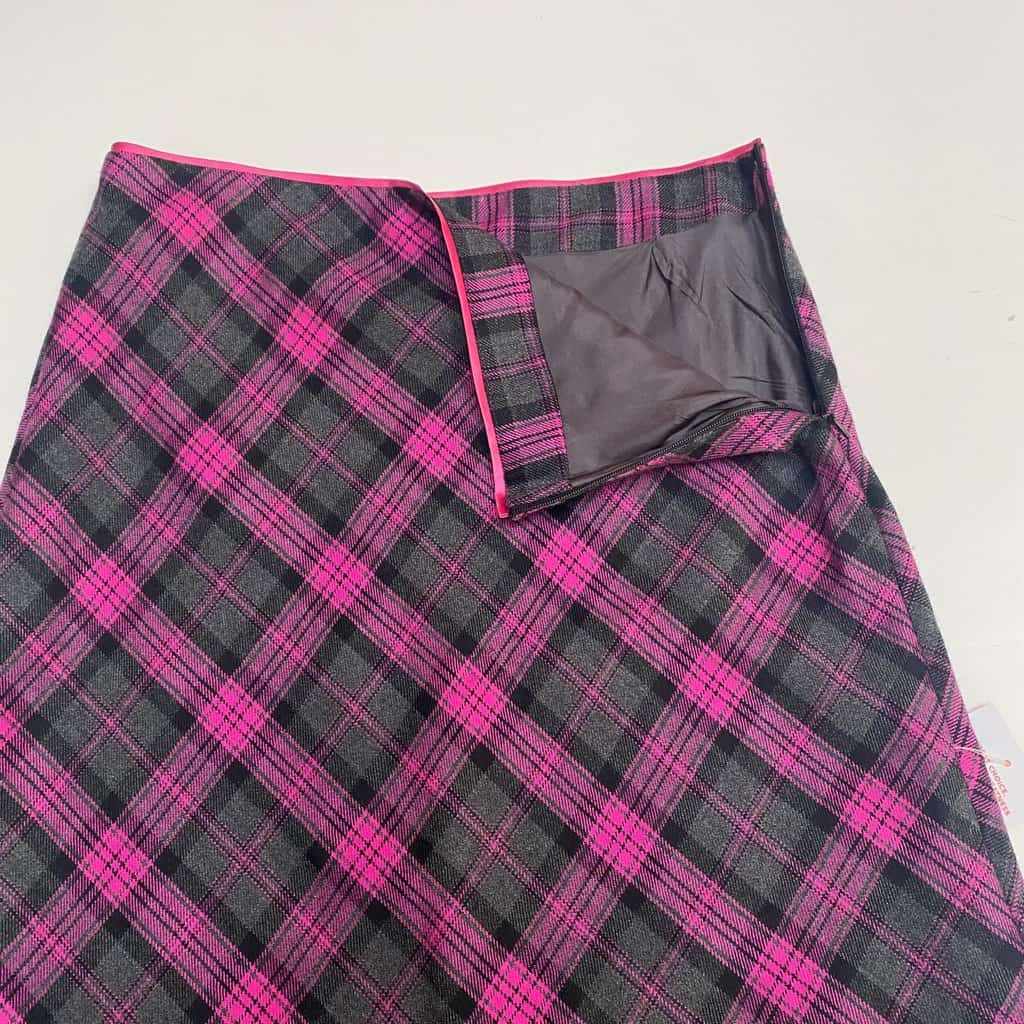 Neon pink plaid skirt with lining, A-line 90s Y2K colourful vintage skirt, 28 waist - Small / Medium - Image 8