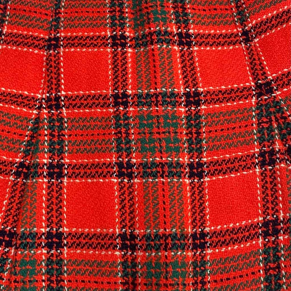 Bright plaid pleated short skirt, orange-red forest green autumn winter skirt, preppy 60s 70s vintage, 29 waist - Medium - Image 6