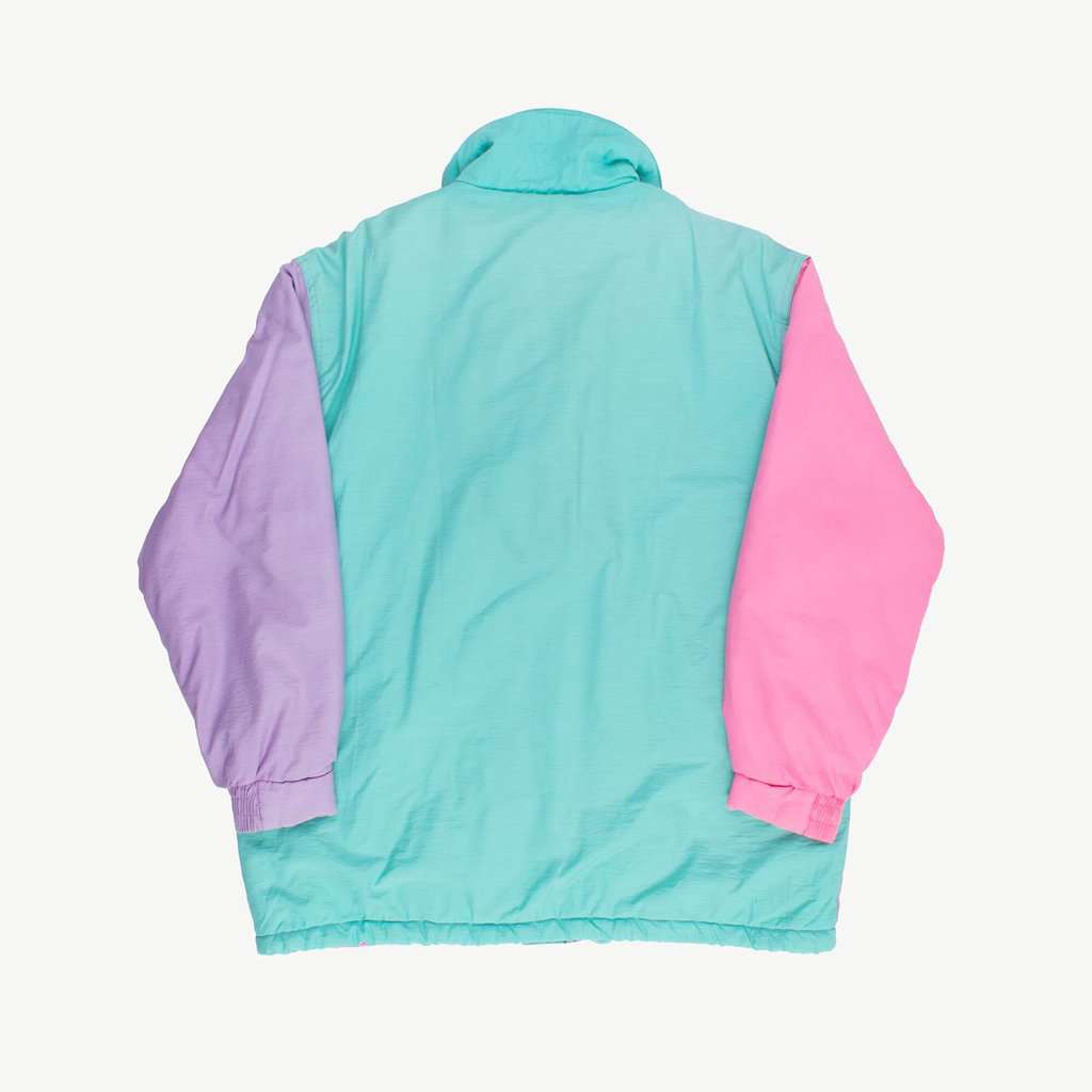 Womens 90s colour block padded jacket, colourful vintage sports jacket - Large - Image 3