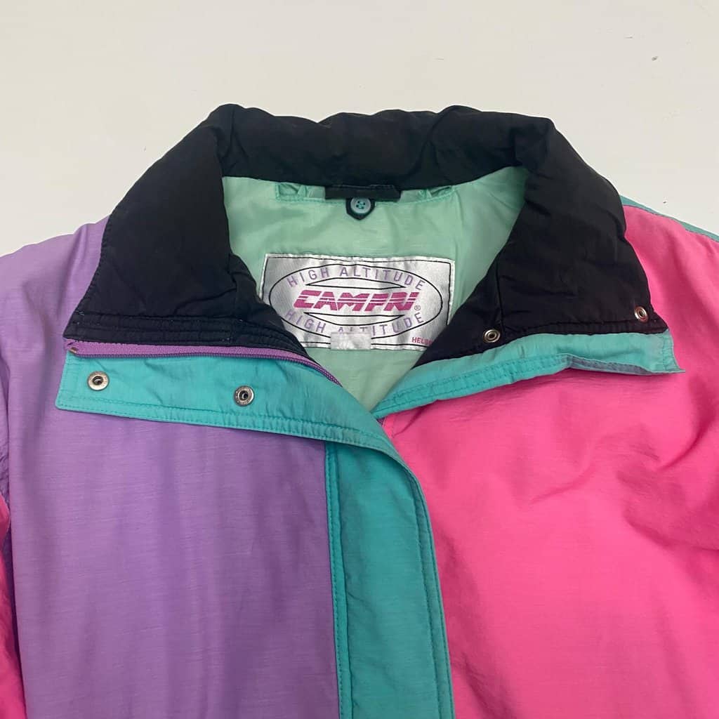 Womens 90s colour block padded jacket, colourful vintage sports jacket - Large - Image 7