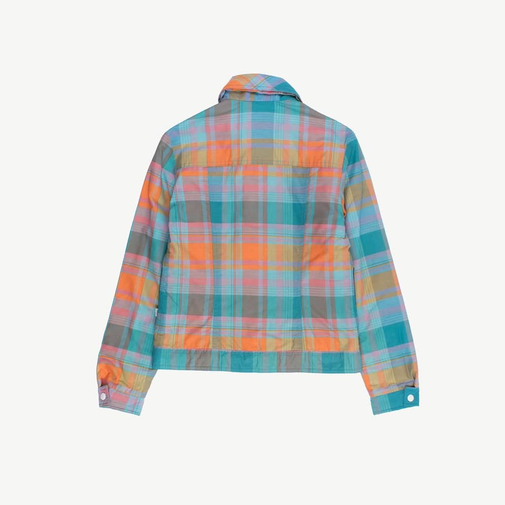 Womens 70s light padded jacket, vintage pastel plaid fitted jacket - XS / Small - Image 3