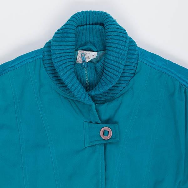 Womens blue padded vintage jacket, cotton insulated winter jacket - Medium / Large - Image 4