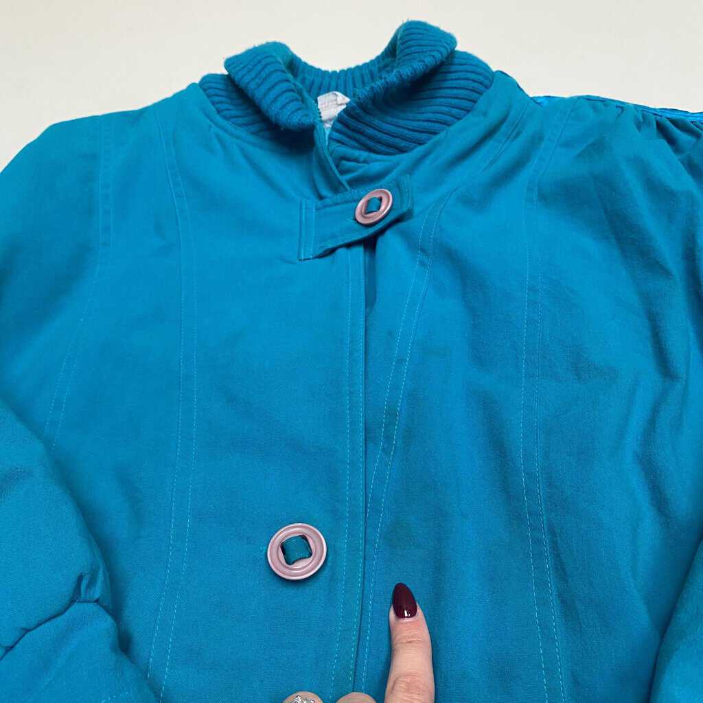 Womens blue padded vintage jacket, cotton insulated winter jacket - Medium / Large - Image 9