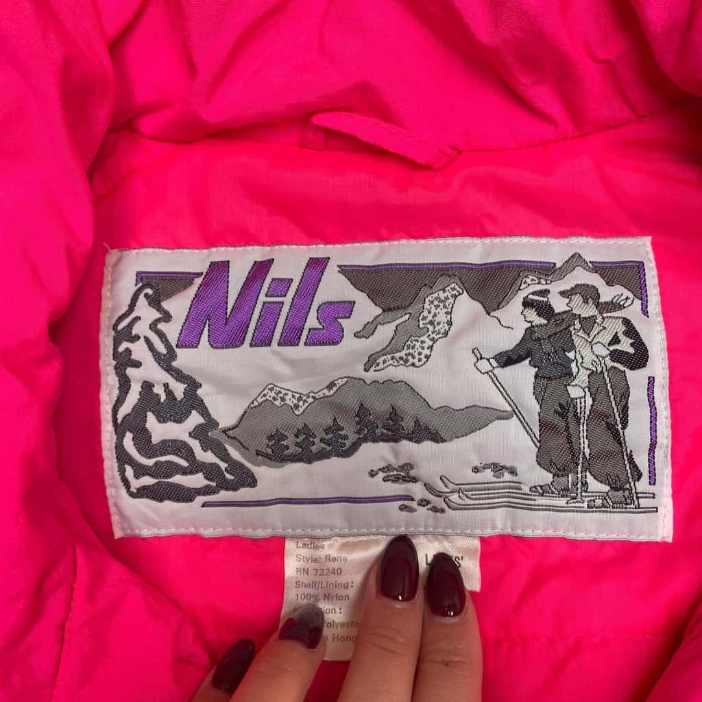 Womens 80s vintage bright pink ski jacket by Nils, luminous puffer jacket - Medium - Image 7