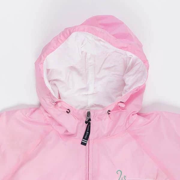 Pink quarter zip rain jacket with hood and kangaroo pocket - Medium - Image 4