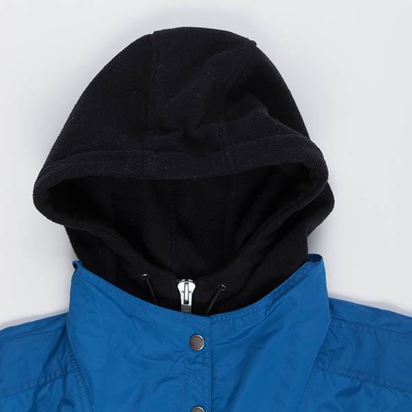 Blue mens pullover quarter zip windbreaker, vintage hooded rain jacket - Medium - Image 4