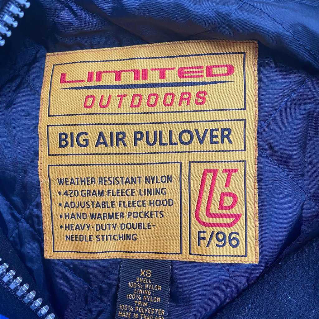 Blue mens pullover quarter zip windbreaker, vintage hooded rain jacket - Medium - Image 8