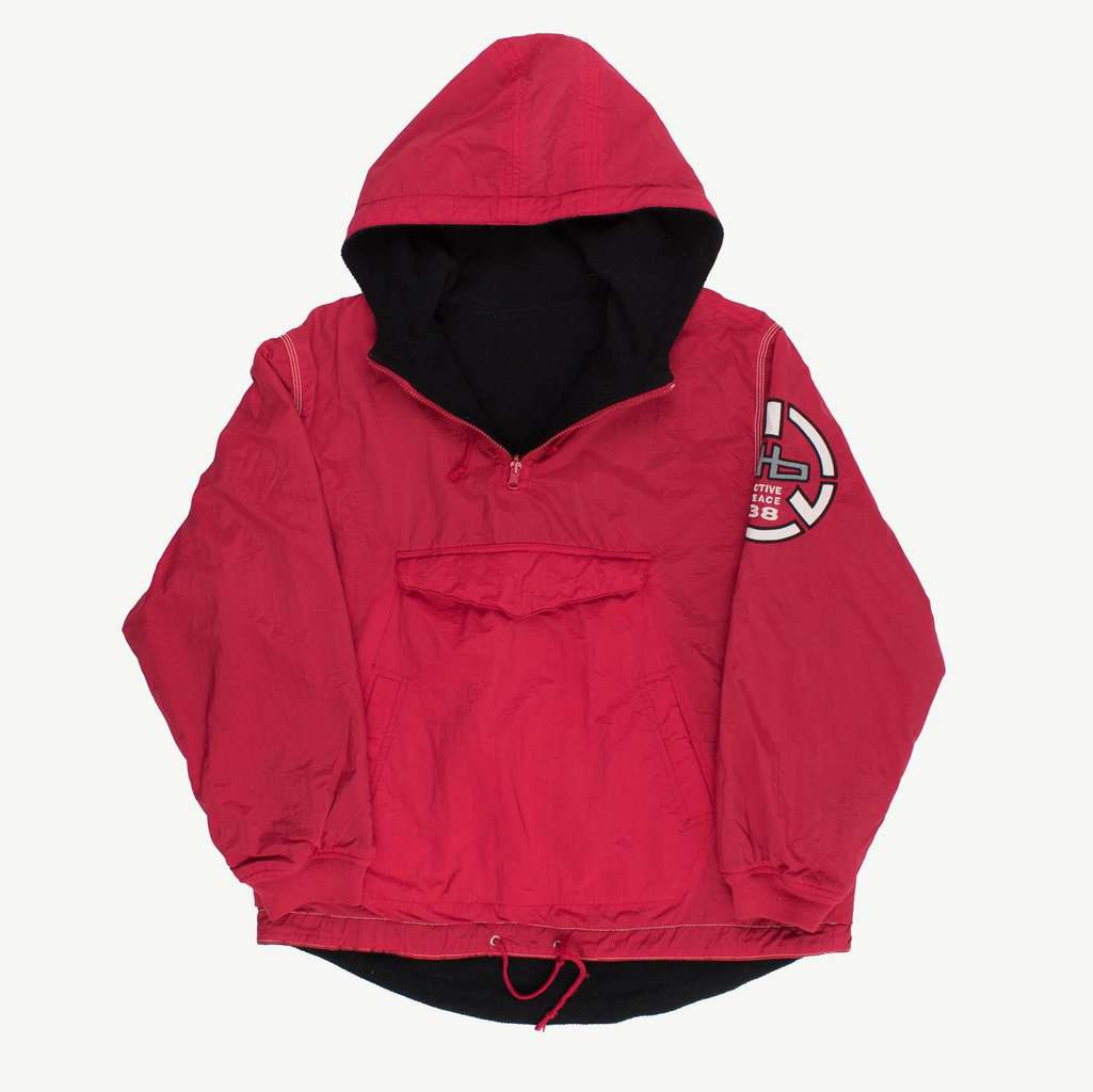 90s vintage red black reversible windbreaker jacket, fleece lined jacket - Small / Medium - Image 2