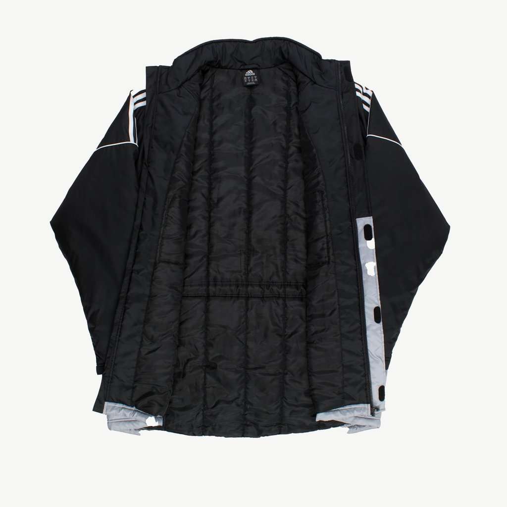 Mens Adidas padded jacket in black and silver, vintage coach jacket - XL - Image 3