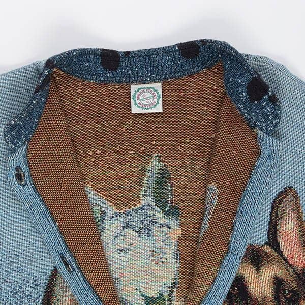 Rare vintage German Shepard woven jacket, dog pattern jacket, USA made, Sugar Street Weavers womens - Large - Image 4