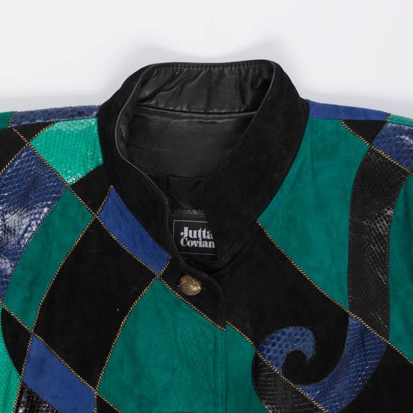 Rare vintage patchwork leather batwing jacket, 1980s oversize suede coat - Medium / Large - Image 4