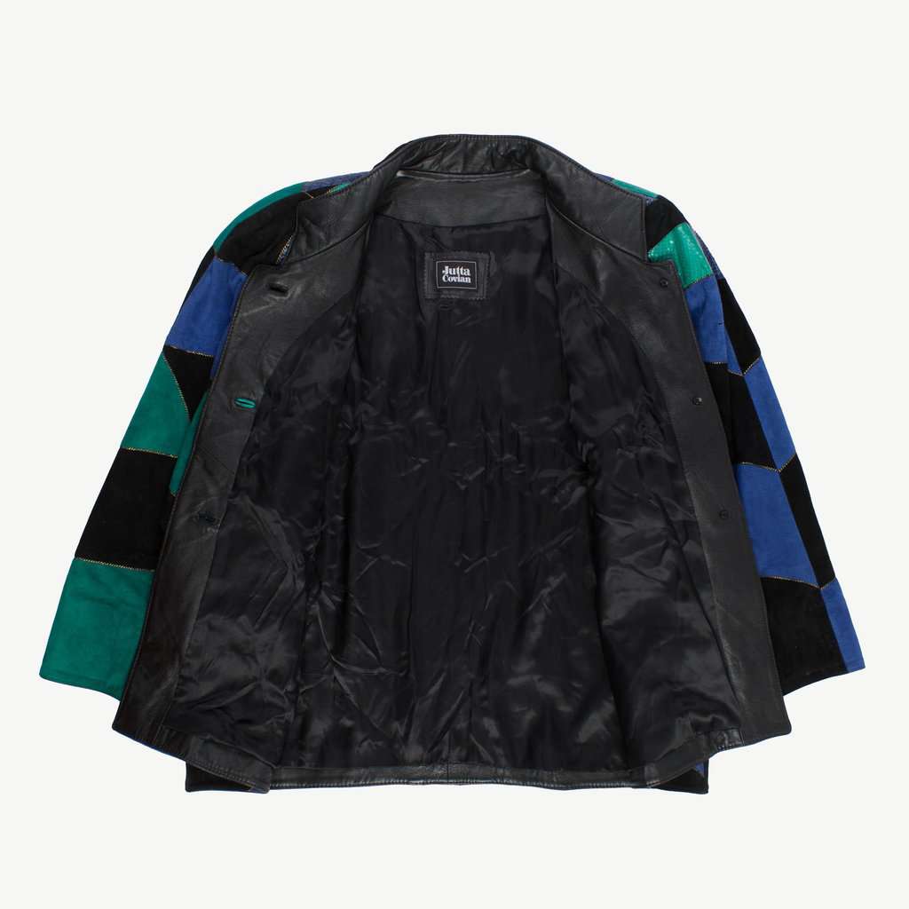 Rare vintage patchwork leather batwing jacket, 1980s oversize suede coat - Medium / Large - Image 2